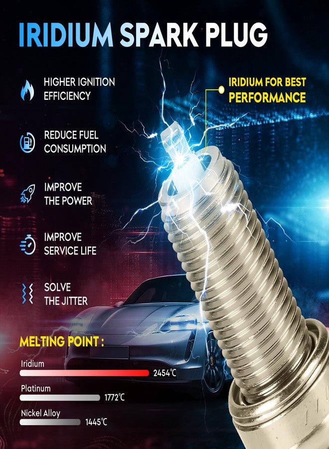 AEagle مجموعة ملفات إشعال AEagle مع شمعات إشعال إيريديوم وسلك إشعال لسيارات تويوتا 4Runner موديلات 1996-2002، وT100 موديلات 1995-1998، وتاكوما موديلات 1995-2004، وتندرا موديلات 2000-2004، سعة 3.4 لتر، C1041 E589 5c1308 E679 52-1519 Ic223 - Image 2