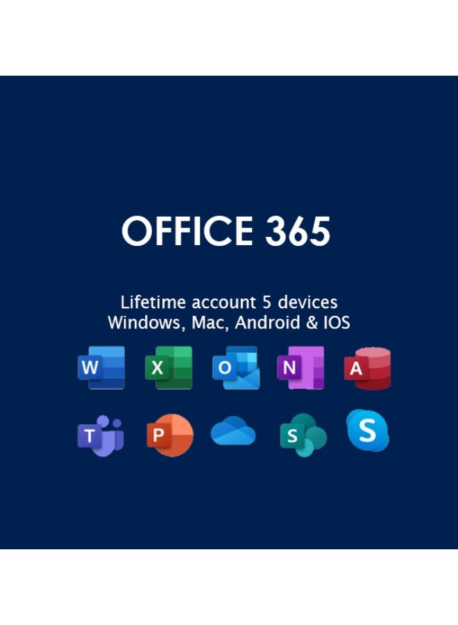 Office Microsoft Office 365 Lifetime  Account | 5 Devices for MacOS, Windows, IOs & Android