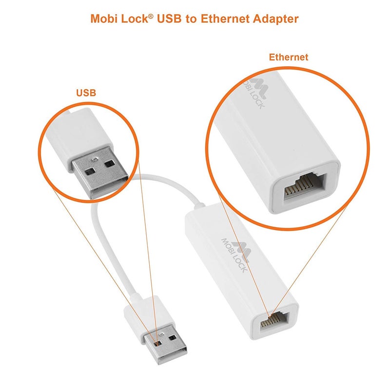 Mobi Lock USB Ethernet LAN Network Adapter Compatible with Laptops and All USB 2.0 Compatible Computers Including Windows 7 to 11 Vista Mac OS X and macOS - by Mobi Lock - Image 2