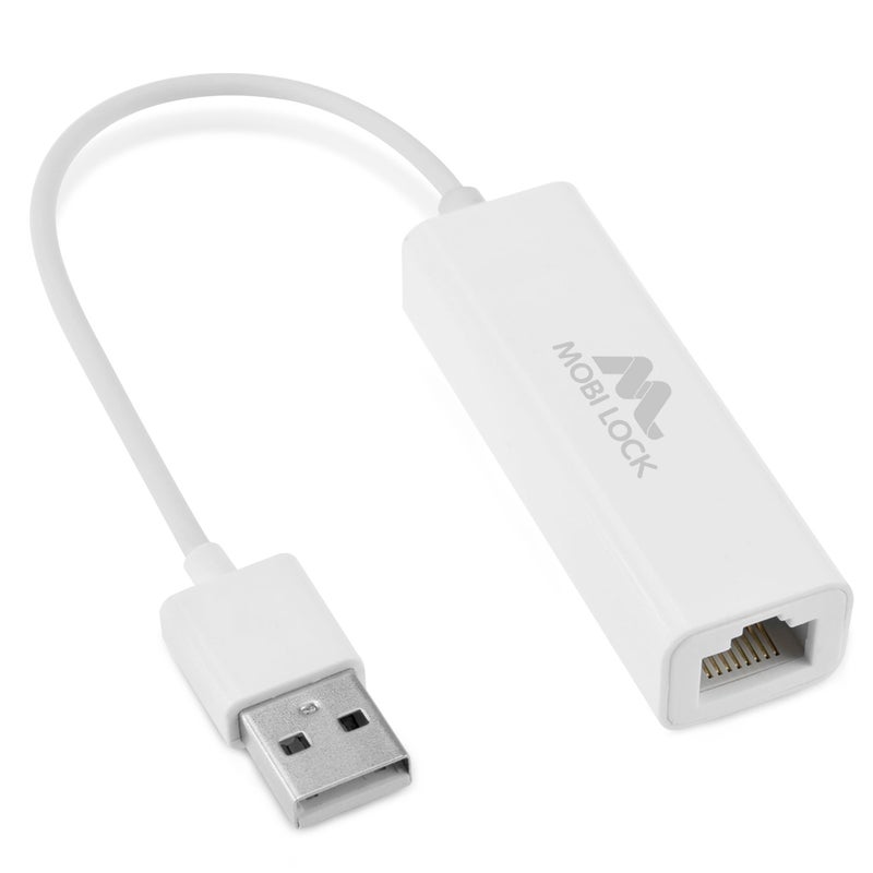 Mobi Lock USB Ethernet LAN Network Adapter Compatible with Laptops and All USB 2.0 Compatible Computers Including Windows 7 to 11 Vista Mac OS X and macOS - by Mobi Lock - Image 1