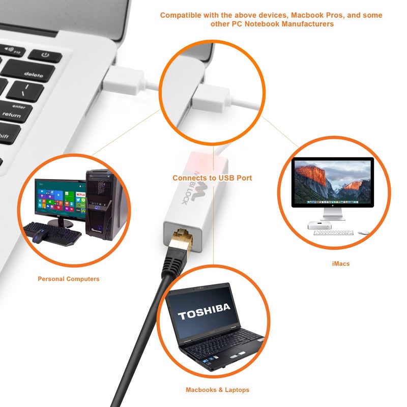 Mobi Lock USB Ethernet LAN Network Adapter Compatible with Laptops and All USB 2.0 Compatible Computers Including Windows 7 to 11 Vista Mac OS X and macOS - by Mobi Lock - Image 5
