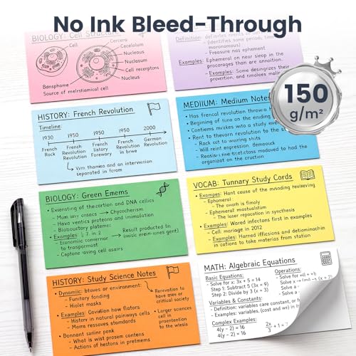 HEYPLACE 300PCS Colored Index Cards, 3x5 Inch Flash Cards Study Heavy Notecards for Studying School Office Learning Memo Scratch Pad, 8 Colors Notecards - Image 3