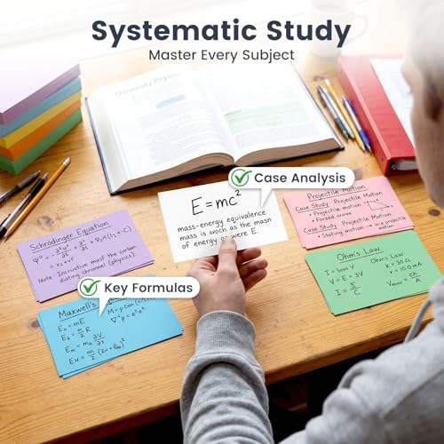 HEYPLACE 300PCS Colored Index Cards, 3x5 Inch Flash Cards Study Heavy Notecards for Studying School Office Learning Memo Scratch Pad, 8 Colors Notecards - Image 4
