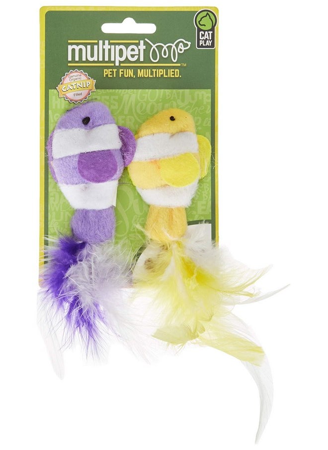 Multipet - Multipet 4.5 Inch Catnip Clown Fish with Feather Tails, Colors Vary (Two Fish) - Image 1