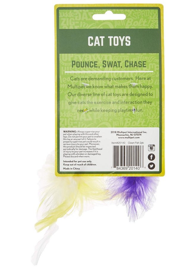 Multipet - Multipet 4.5 Inch Catnip Clown Fish with Feather Tails, Colors Vary (Two Fish) - Image 1