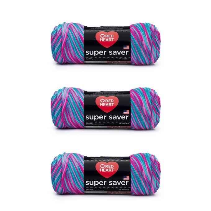 SUPER SAVER BONBON PRINT YARN 3 PACK OF 141G5OZ ACRYLIC 4 MEDIUM WORSTED 236 YARDS KNITTINGCROCHET