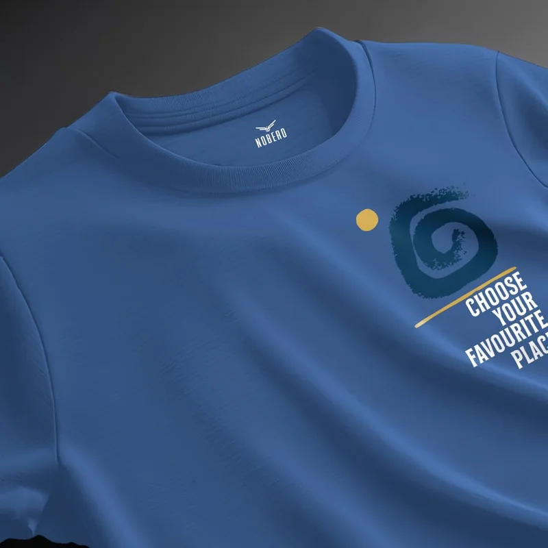 نوبيرو تيشيرت رجالي قطن أزرق برسومات