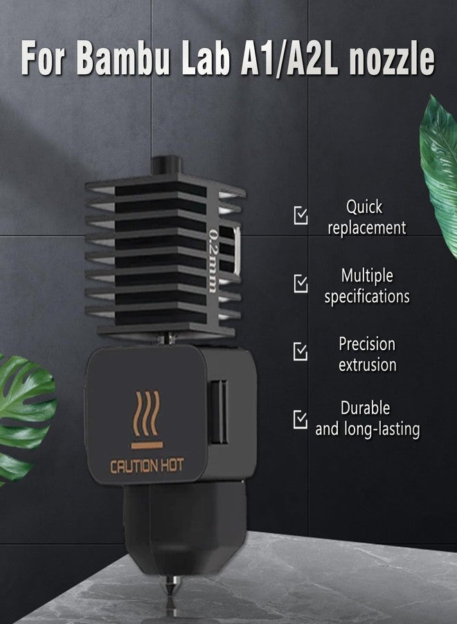 SAHVAIM 4-Pack Bamboo A1 mini/A1/A2L Hotend Kit, 0.2/0.4/0.6/0.8mm Hardened Steel Nozzle for Bambu Lab A1 Series/A2L, 3D Printer Print Head Replacement Nozzle for Bambu A1 Parts Precision&High-Speed Printing - Image 2