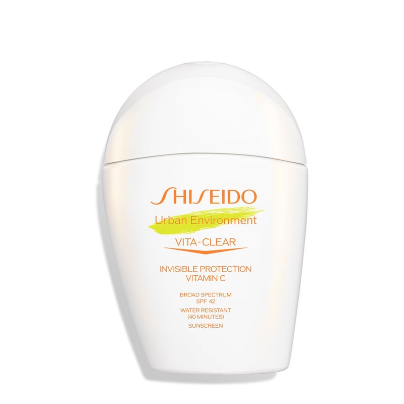 Shiseido Urban Environment Vita-Clear Sunscreen SPF 42 - Invisible Formula with Vitamin C - No-Shine, Makeup Effect for 8 Hours - Non-Comedogenic - 30 mL - Image 1