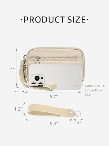 WESTBRONCO Wristlet Wallets for Women Nylon Quilted RFID Wallet with 3 Zipper Purse for Travel Credit Card Holder Phone Organizer(Khaki) - Image 2
