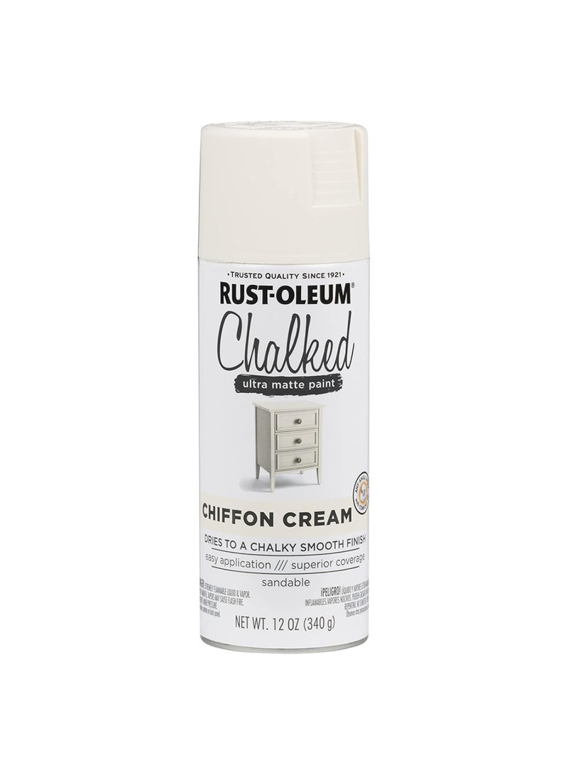 RUST-OLEUM Chalked Ultra Matte Spray Paint, Chiffon Cream, 340g (12oz) | Chalky Finish, Easy Application, Superior Coverage, Sandable, Ideal for Furniture & Home Décor- 302596 - Image 1