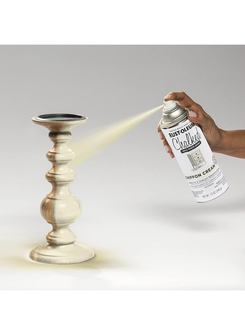 RUST-OLEUM Chalked Ultra Matte Spray Paint, Chiffon Cream, 340g (12oz) | Chalky Finish, Easy Application, Superior Coverage, Sandable, Ideal for Furniture & Home Décor- 302596 - Image 4
