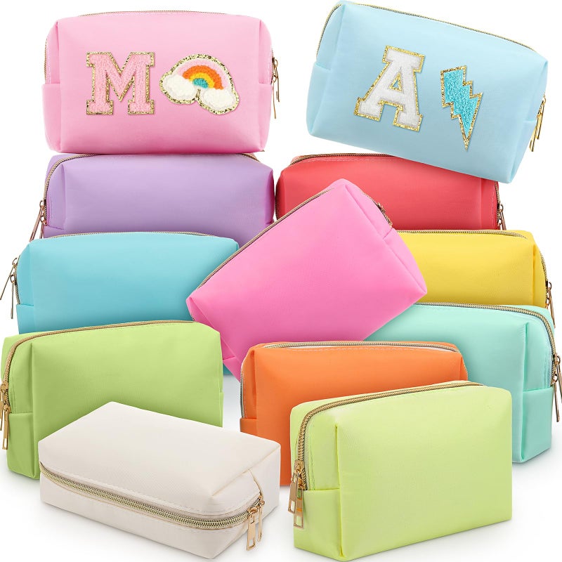 Kigeli 12 Pcs Nylon Makeup Bag Bulk Cosmetic Pouches Preppy Cosmetic Bag for Women Waterproof Travel Zipper Organizer Little Outdoor Accessory Makeup (Nylon, Foam,Macaron) - Image 1
