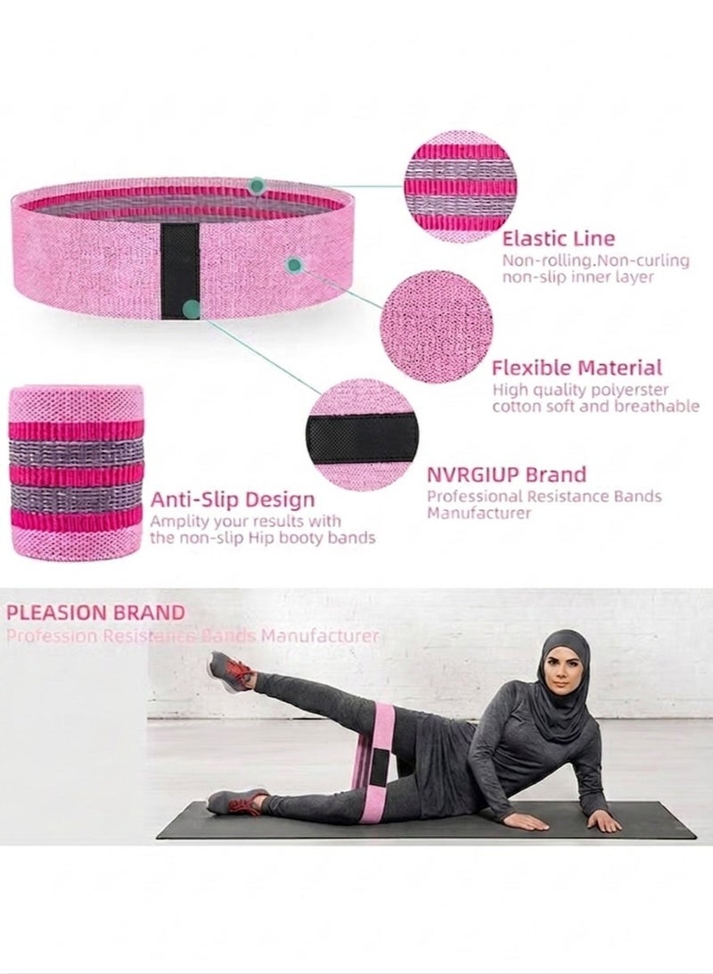 Trendify 3-Piece Anti-Slip Elastic Fabric Resistance Bands Set for Legs and Butt – Non-Slip Sports Fitness Exercise Bands – Heavy Duty Workout Loop Bands for Gym, Yoga, and Pilates – 66x8cm Fabric Glute Bands for Lower Body Toning - Image 5