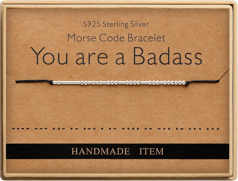 Monily Inspirational Gifts for Women Morse Code Bracelets for Women Funny Bracelet for Friend Funny Gift for Women Sterling Silver Bracelet for Women - Image 1