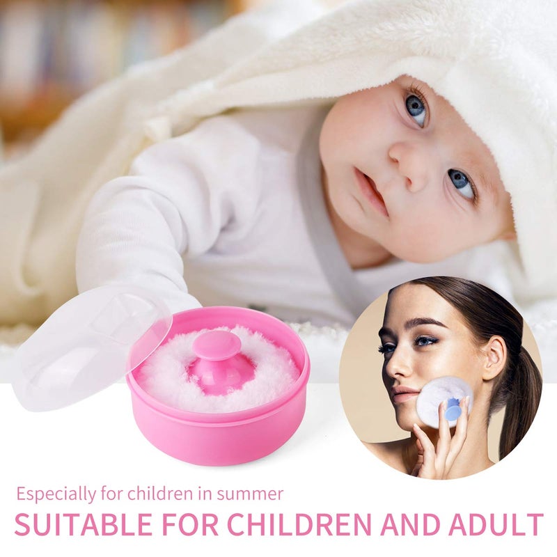 Arroyner 2Pcs Baby Body Cosmetic Powder Puff Body Powder Puff and Container Case (Pink and Blue) (2pcs) - Image 5