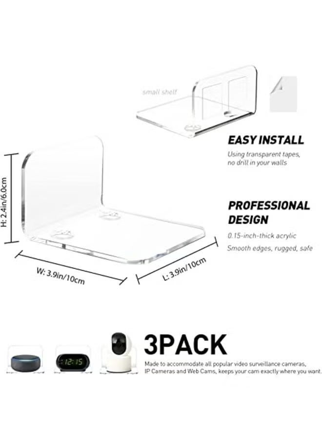 Acrylic Floating Wall Shelf 3-Piece Set, Universal Small Wall Shelf with 10 Pieces of Strong Tape, No Drilling Required (Clear) - Image 3