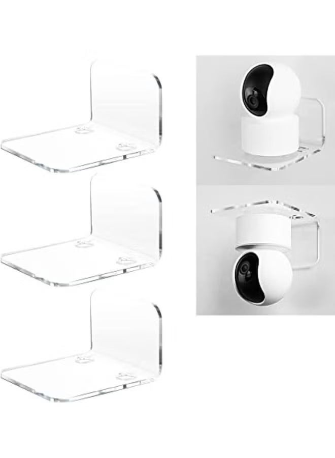 Acrylic Floating Wall Shelf 3-Piece Set, Universal Small Wall Shelf with 10 Pieces of Strong Tape, No Drilling Required (Clear) - Image 1