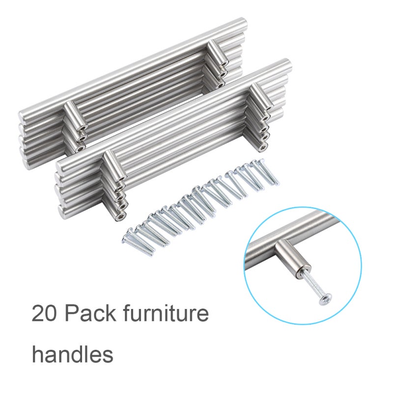 White T Bar Handle: Stainless Steel Durable Reliable - Easy To Install Drawer Pull for Modern Kitchen Cabinets, Furniture Drawers - Image 1