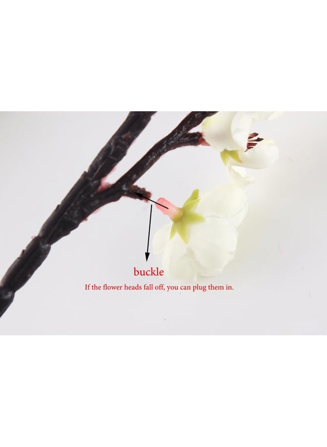 Artfen 5 Pcs Artificial Plum Blossom Fake Wintersweet Long Stem Plastic Flowers Home Hotel Office Wedding Party Garden Decor 27.5'' High White - Image 3