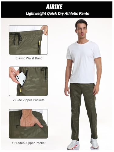 AIRIKE Men's Camouflage Pants Outdoor Water Resistant Lightweight Quick Dry Hiking Camping Fishing Sweatpants with Pockets (Camouflage Green 38) - Image 5