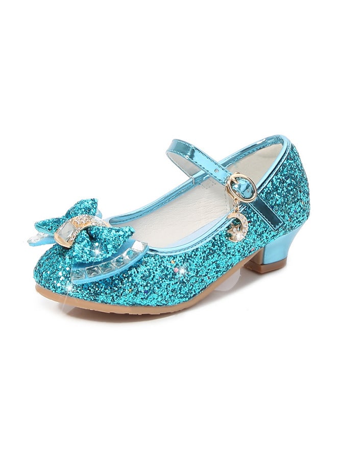 Girls High Heels  Spring New Princess Shoes Student Children's Single Shoes Little Girls Performance Crystal Leather Shoes