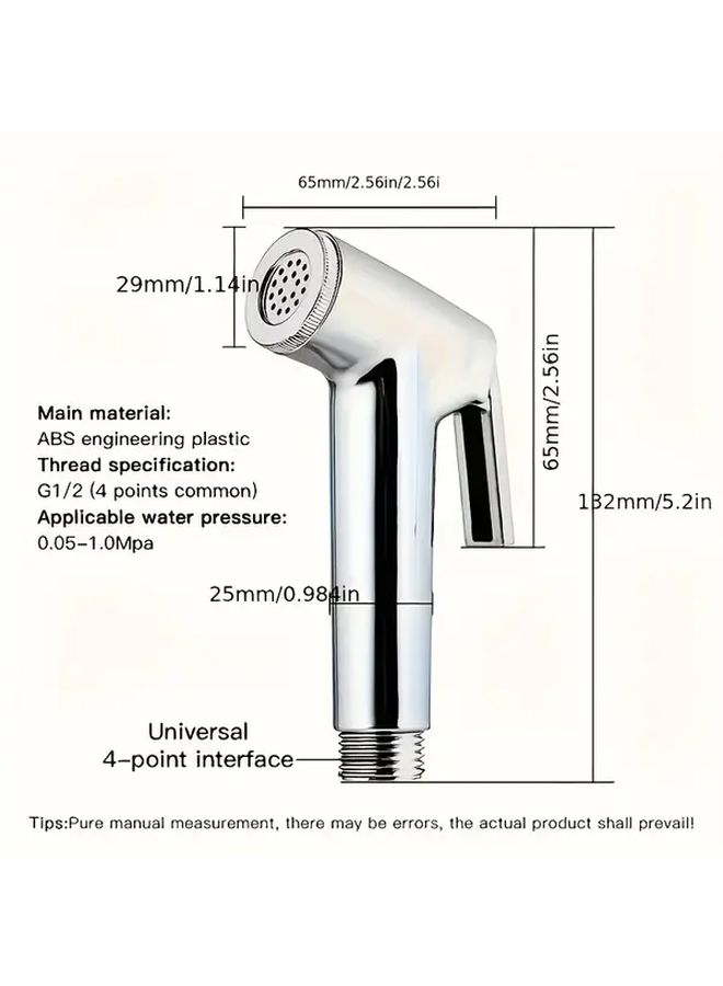 Silver Toilet Spray Gun Bidet Set With Hose High Pressure Spray Head Bathroom Accessory - Image 4