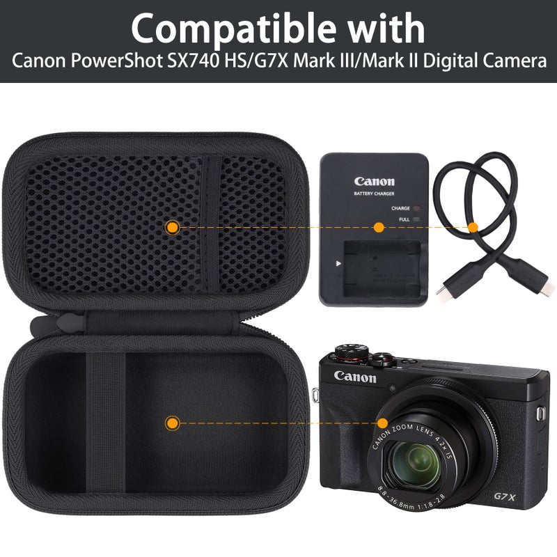 Baval Camera Case for Canon PowerShot SX740 HS/G7 X Mark III/G7 X Mark II/V1 Digital Camera,Black Case - Image 3