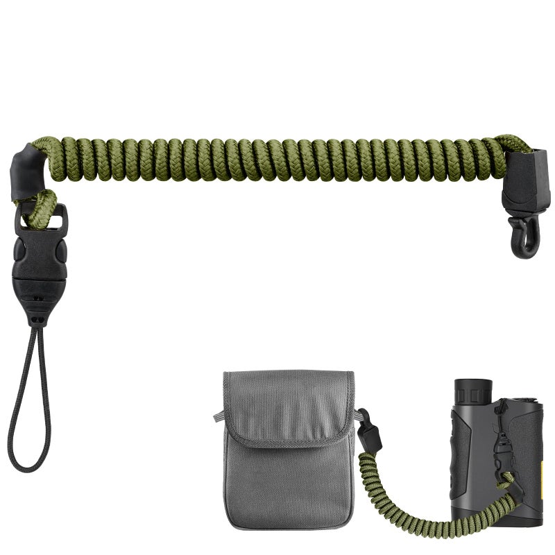 Ullnosoo Rangefinder Tether, Detachable Range Finder Lanyard for Hunting, Retractable Nylon Elastic Rope Army Green Short - Image 1