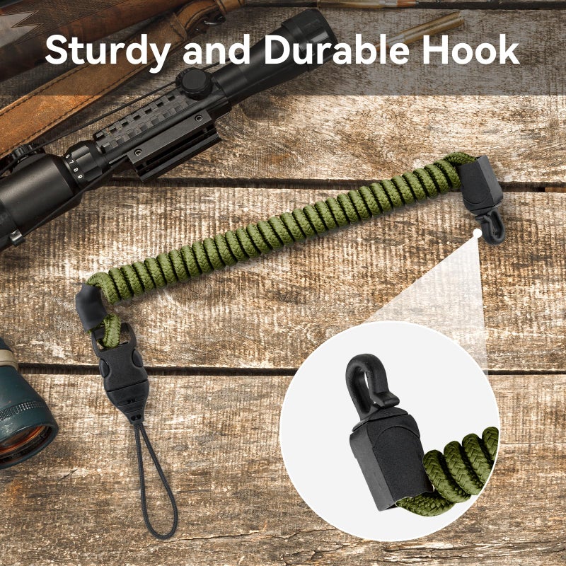 Ullnosoo Rangefinder Tether, Detachable Range Finder Lanyard for Hunting, Retractable Nylon Elastic Rope Army Green Short - Image 4