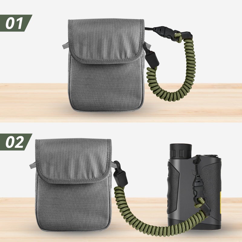 Ullnosoo Rangefinder Tether, Detachable Range Finder Lanyard for Hunting, Retractable Nylon Elastic Rope Army Green Short - Image 5