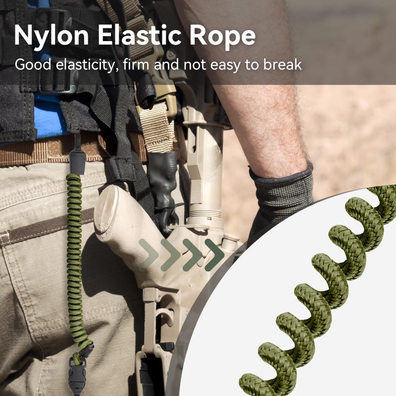 Ullnosoo Rangefinder Tether, Detachable Range Finder Lanyard for Hunting, Retractable Nylon Elastic Rope Army Green Short - Image 2