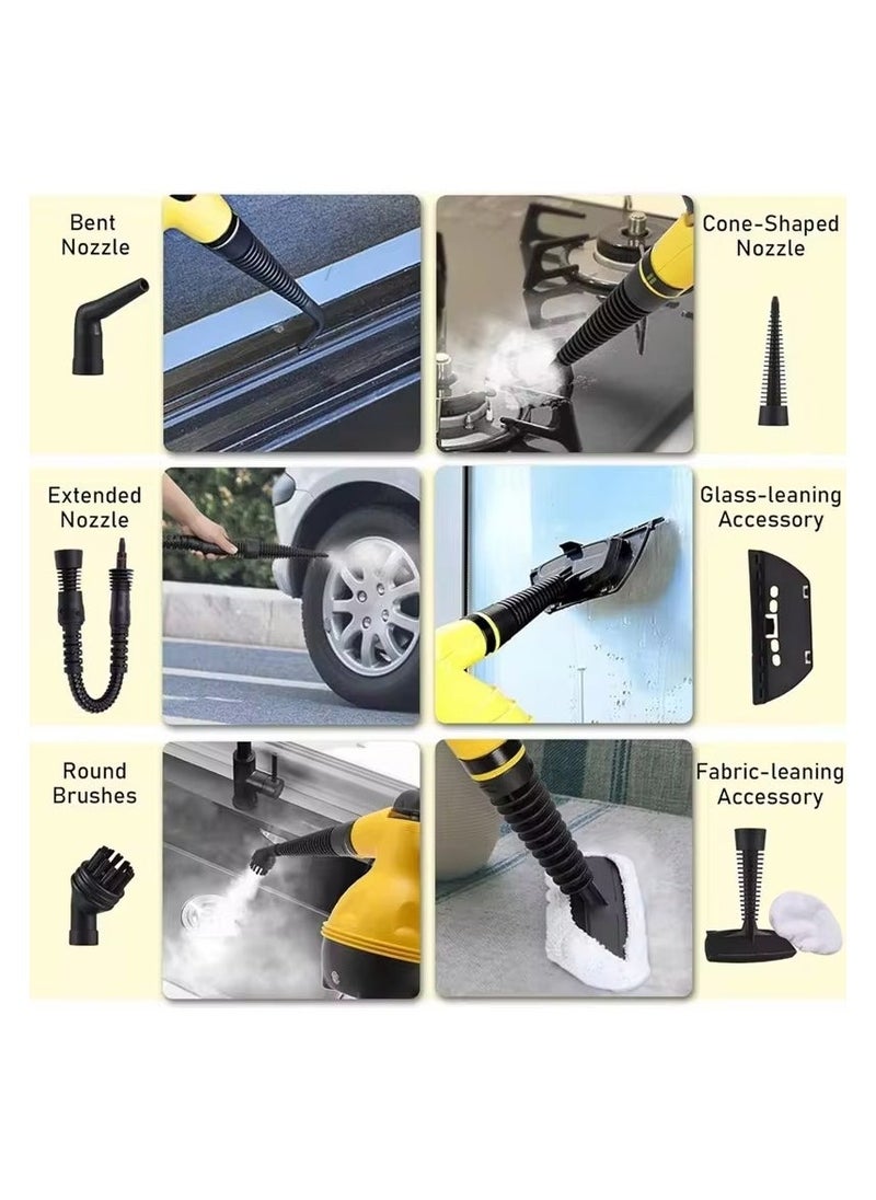 Denx 1000W Multifunctional High Temperature Handheld Steam Cleaner With 9Pcs Accessories Suitable For Kitchen Sofa Bathroom Window Multicolor Random ( Black, White , Yellow ) - Image 4