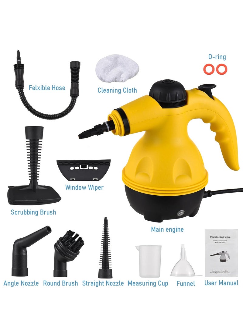 Denx 1000W Multifunctional High Temperature Handheld Steam Cleaner With 9Pcs Accessories Suitable For Kitchen Sofa Bathroom Window Multicolor Random ( Black, White , Yellow ) - Image 1