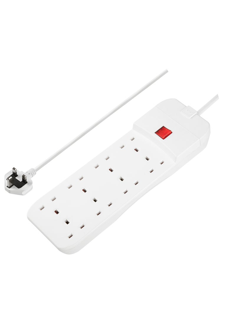 MASTERPLUG 8 Socket 3 Meter Extension Lead With Safety Overload Protection  - Image 1