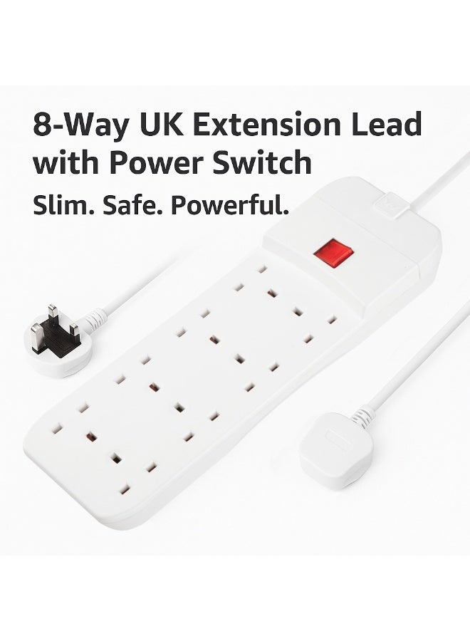 ماستربلاج مشترك كهرباء ماستر بلج 8 مخارج مع كابل 3 متر 13 أمبير مع مفتاح تشغيل ولمبة مؤشر وحماية من الحمل الزائد – أبيض - Image 4
