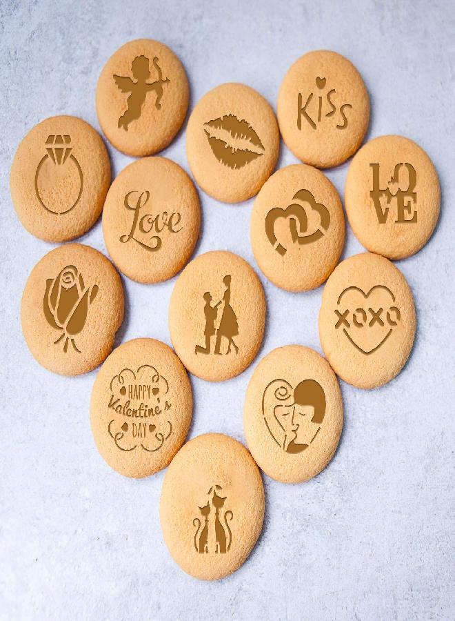 Konsait Konsait 20Pack Valentine's Day Cake Stencil Templates Decoration, Reusable Valentine's Day Cake Cookies Baking Painting Mold Tools, Dessert, Coffee Decorating Molds Cappuccino Mousse Hot Chocolate - Image 3
