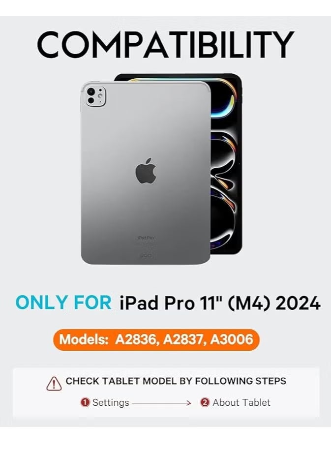 لوحة مفاتيح مغناطيسية قابلة للفصل، لجهاز iPad Pro مقاس 11 بوصة مع لوحة مفاتيح (M4) 2024، مع إضاءة خلفية، وقناتين لاسلكيتين، ولوحة لمس وحامل قلم رصاص، حافظة بفتحات دقيقة (لجهاز iPad Pro مقاس 11 بوصة)، أسود - Image 2