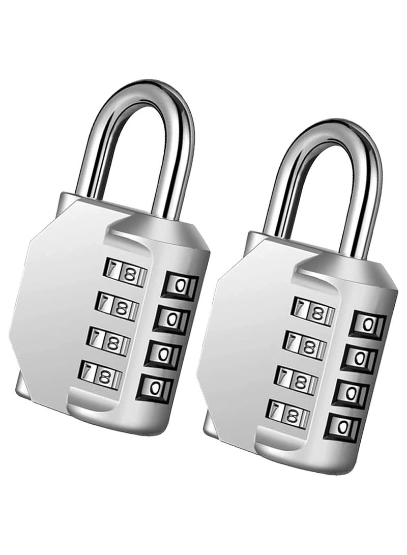 NNEWVANTE Combination Padlock Locker Lock, Waterproof Heavy Duty Combination Padlock, Outdoor For School Gym Lockers, Luggage, Gates, Suitcases, Bicycles, Tool Boxes - 2 Piece Set(Silver) - Image 1