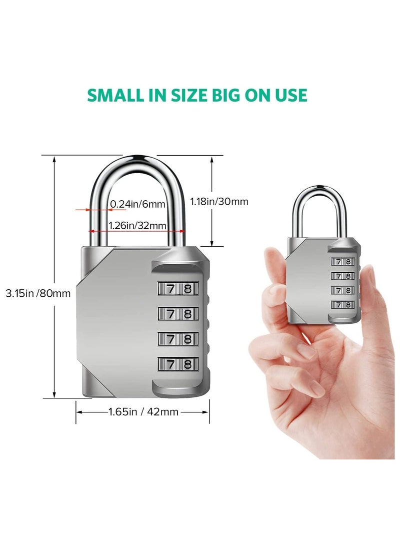 NNEWVANTE Combination Padlock Locker Lock, Waterproof Heavy Duty Combination Padlock, Outdoor For School Gym Lockers, Luggage, Gates, Suitcases, Bicycles, Tool Boxes - 2 Piece Set(Silver) - Image 3