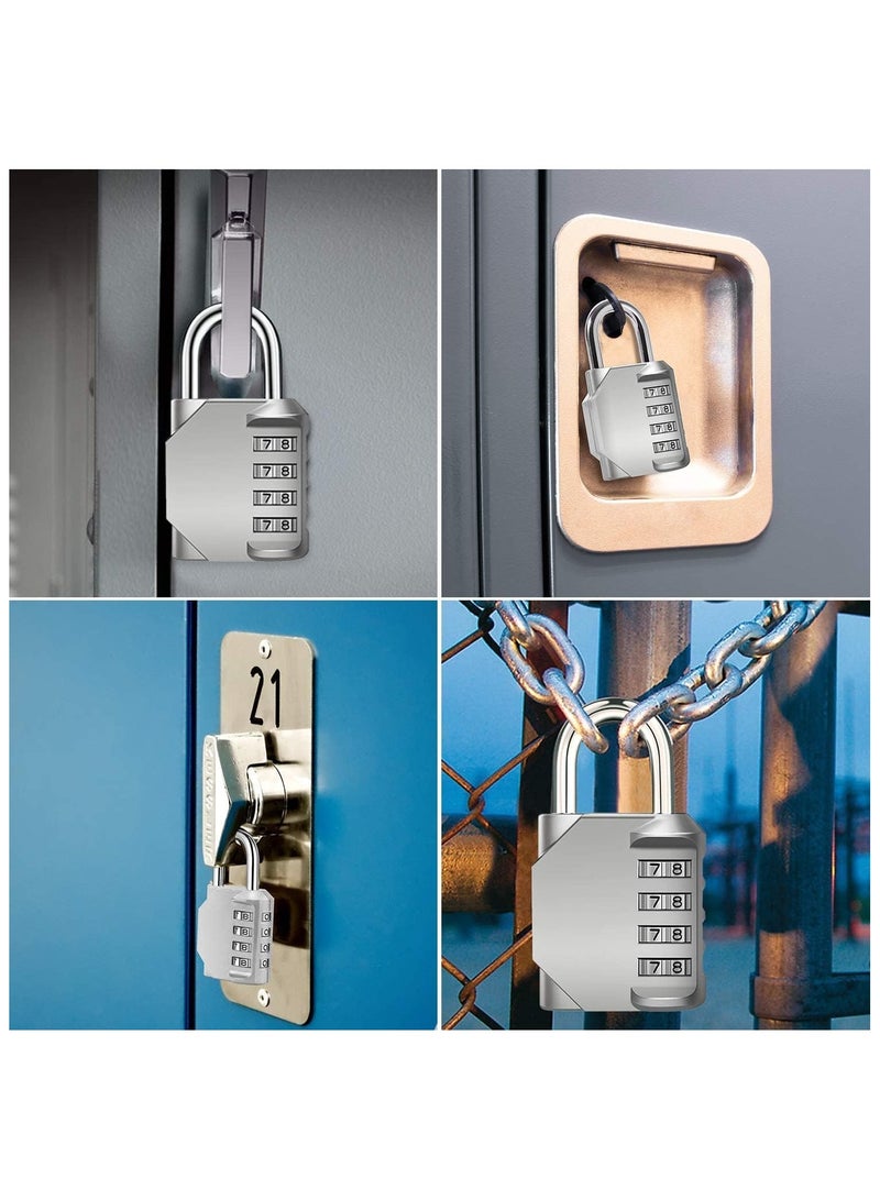 NNEWVANTE Combination Padlock Locker Lock, Waterproof Heavy Duty Combination Padlock, Outdoor For School Gym Lockers, Luggage, Gates, Suitcases, Bicycles, Tool Boxes - 2 Piece Set(Silver) - Image 5