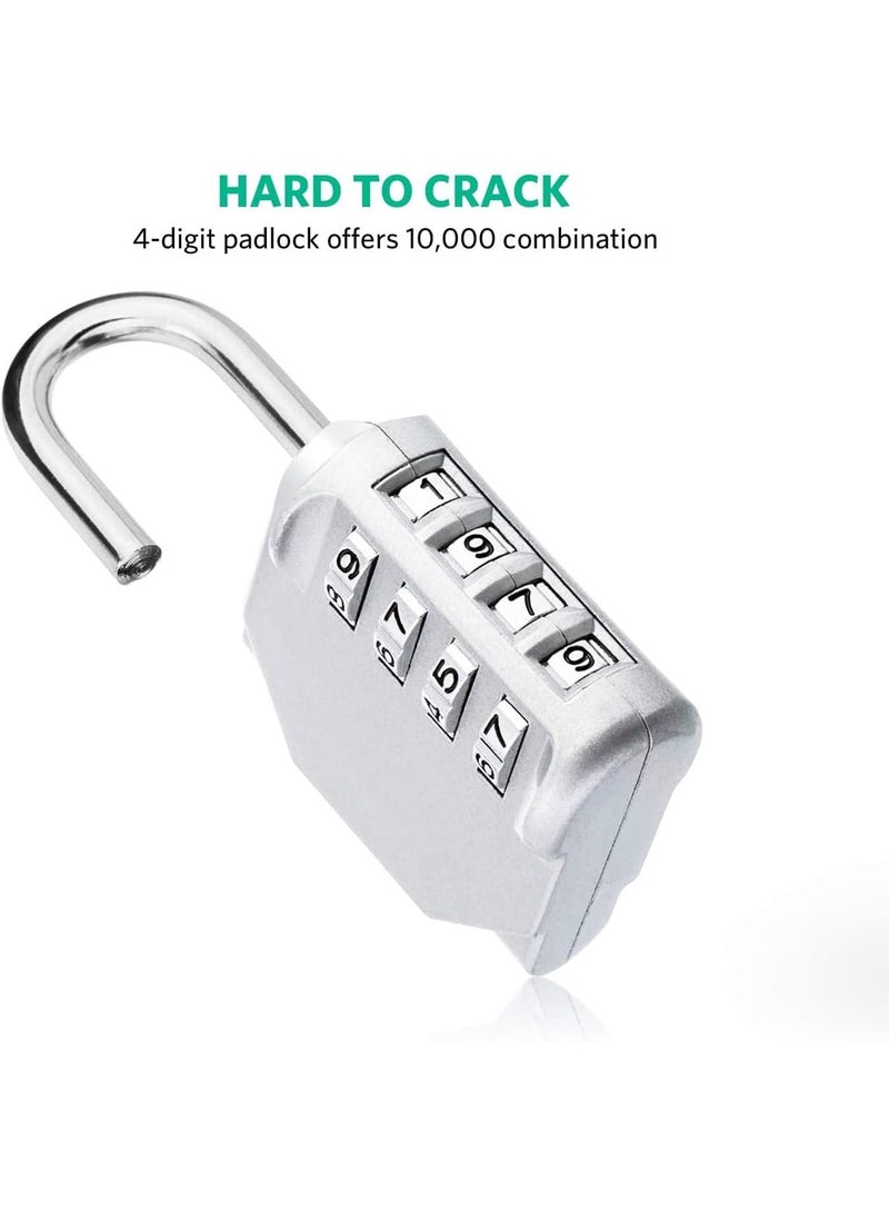 NNEWVANTE Combination Padlock Locker Lock, Waterproof Heavy Duty Combination Padlock, Outdoor For School Gym Lockers, Luggage, Gates, Suitcases, Bicycles, Tool Boxes - 2 Piece Set(Silver) - Image 4