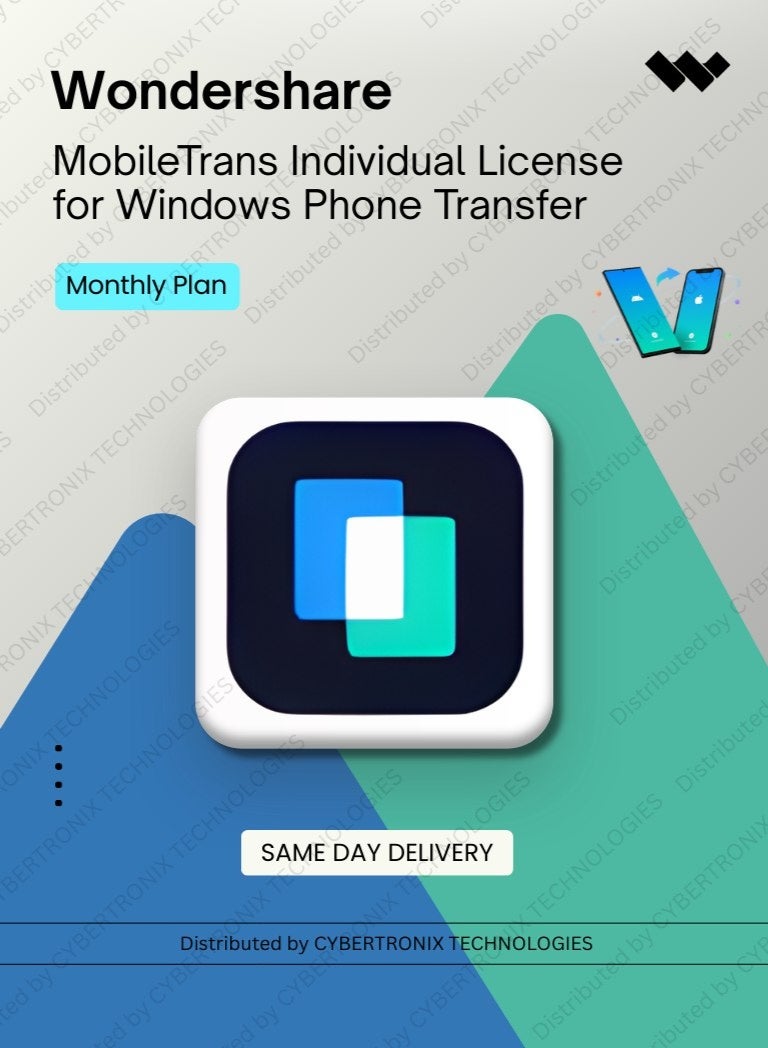 Wondershare MobileTrans Individual License for Windows Phone Transfer | Monthly Plan | Digital License | Same Day Delivery