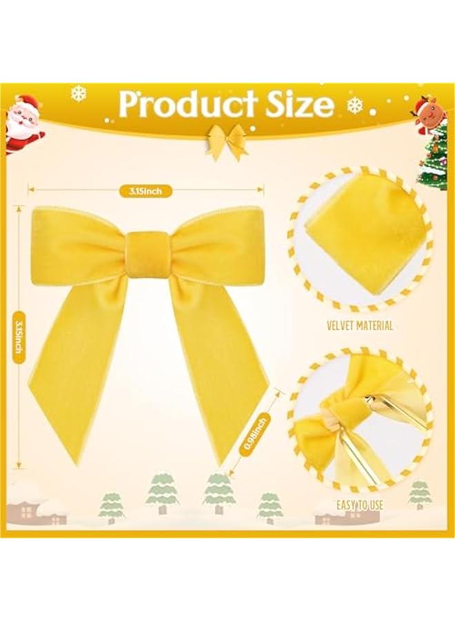 زد جوي 36 قطعة من فيونكات الكريسماس المخملية الكلاسيكية الريفية لشجرة الكريسماس للسلالم واكليل المدفأة وديكور المنزل وحفلات الشتاء في الاماكن المغلقة والمفتوحة (ذهبي، احمر، اخضر داكن، 3.15 × 3.15 انش) - Image 2