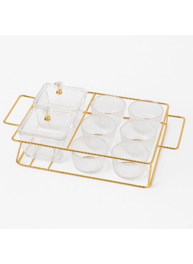SAQOWARE Premium 6-Piece Clear Arabic Cawa Coffee Cups and 2-Piece Candy Bowls Set with Elegant Golden Metal Rack – Luxurious Arabic Kahwa Cups Serving Kahwa, Arabic cofee Set for Home, Majlis, Guest Hospitality, and Special Gatherings, wedding majlis and Campings  - Image 5