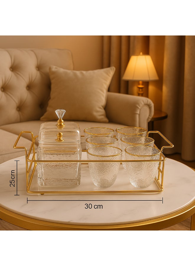 SAQOWARE Premium 6-Piece Clear Arabic Cawa Coffee Cups and 2-Piece Candy Bowls Set with Elegant Golden Metal Rack – Luxurious Arabic Kahwa Cups Serving Kahwa, Arabic cofee Set for Home, Majlis, Guest Hospitality, and Special Gatherings, wedding majlis and Campings  - Image 3