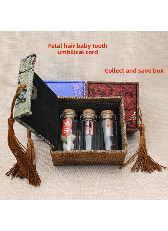 Generic Baby Tooth Storage Box Baby Fetal Hair Souvenir Diy Homemade Newborn Baby Bottle Belly Button Collection Box Storage-Color:Upgraded (engraved Version) Box + 3 Large Bottles (lilong Style)  - Image 5