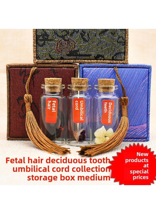Generic Baby Tooth Storage Box Baby Fetal Hair Souvenir Diy Homemade Newborn Baby Bottle Belly Button Collection Box Storage-Color:Upgraded (engraved Version) Box + 3 Large Bottles (lilong Style)  - Image 2