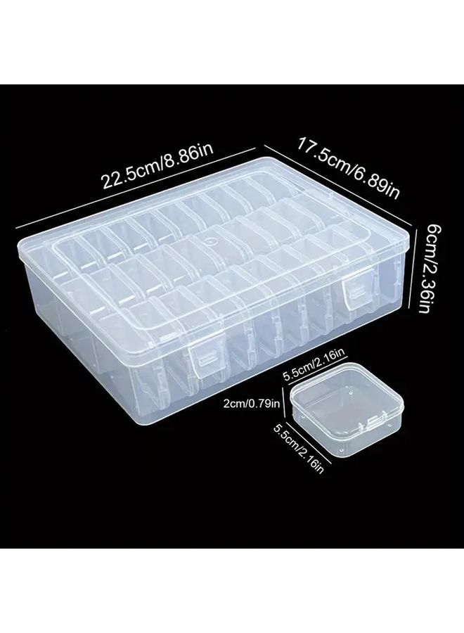 Green Square Transparent Storage Boxes Set of 30 Portable Organizers For Beads Nail Art Hardware - Image 2