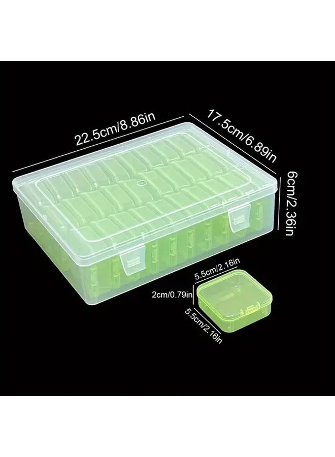 Green Square Transparent Storage Boxes Set of 30 Portable Organizers For Beads Nail Art Hardware - Image 5